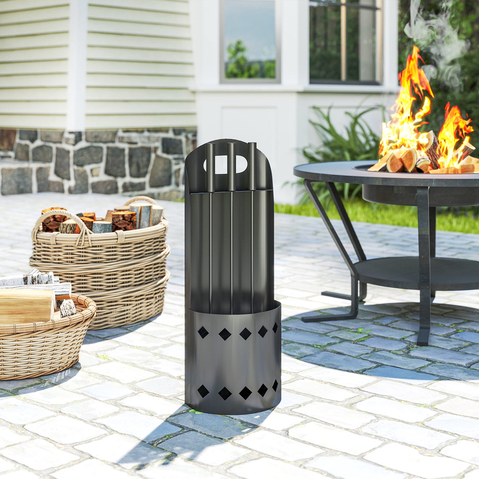 Outsunny 4 Pcs Fireplace Companion Set, Metal Fireside Companion Set