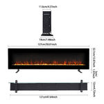 40/50/60-inch Electric Fireplace, Wall Mounted Or Freestanding, Tempered Glass Panel, 12 Flame Colors, 5 Brightness Levels, Timer & Remote Control | Medium | Black