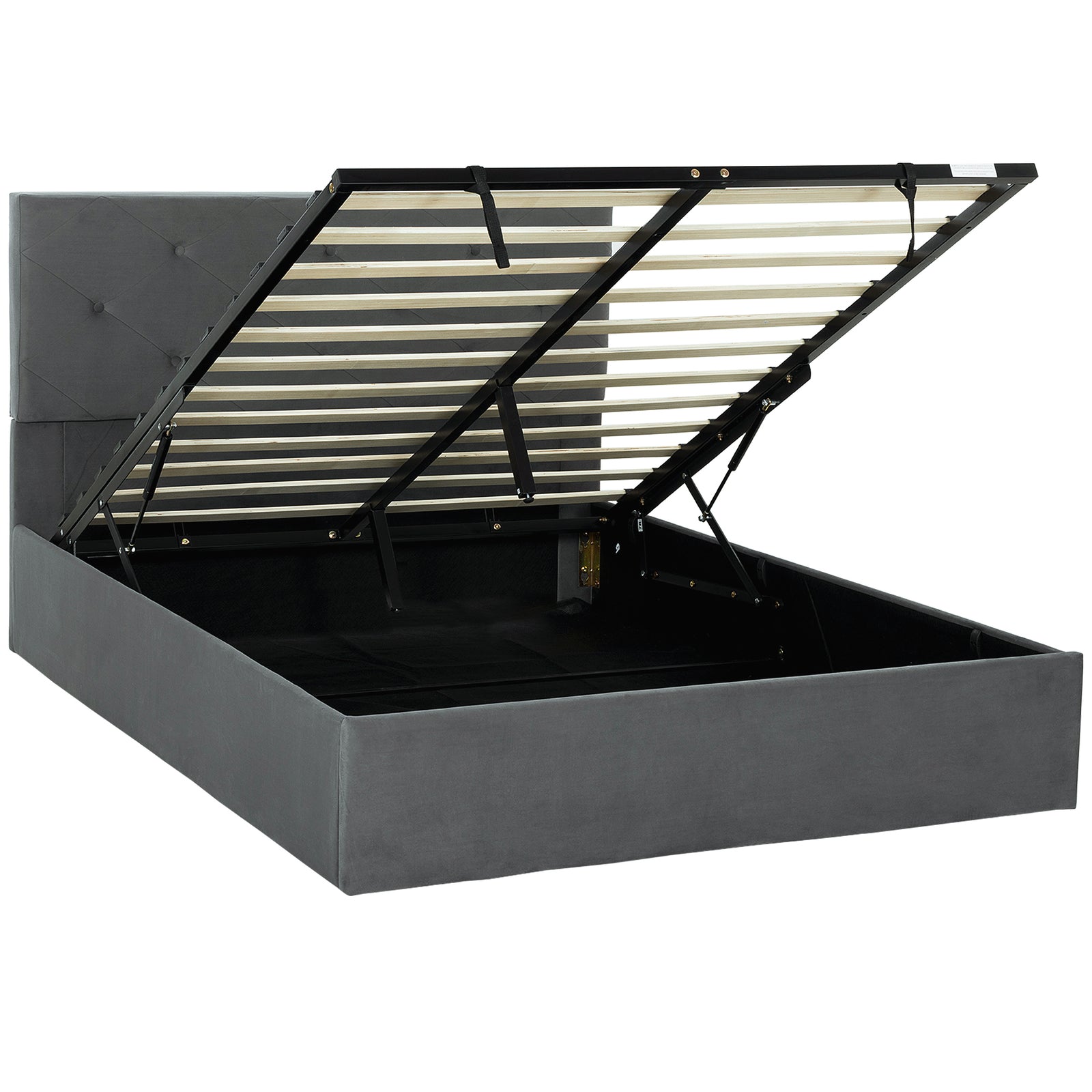 Bed Frame Gas Side Lift Under Bed Storage | Double | Dark Grey
