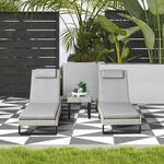 3pc Rattan Sun Lounger Set W/ Cushions