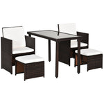 Rattan Garden Furniture Sofa Set W/ Table Chair Footrest | Brown