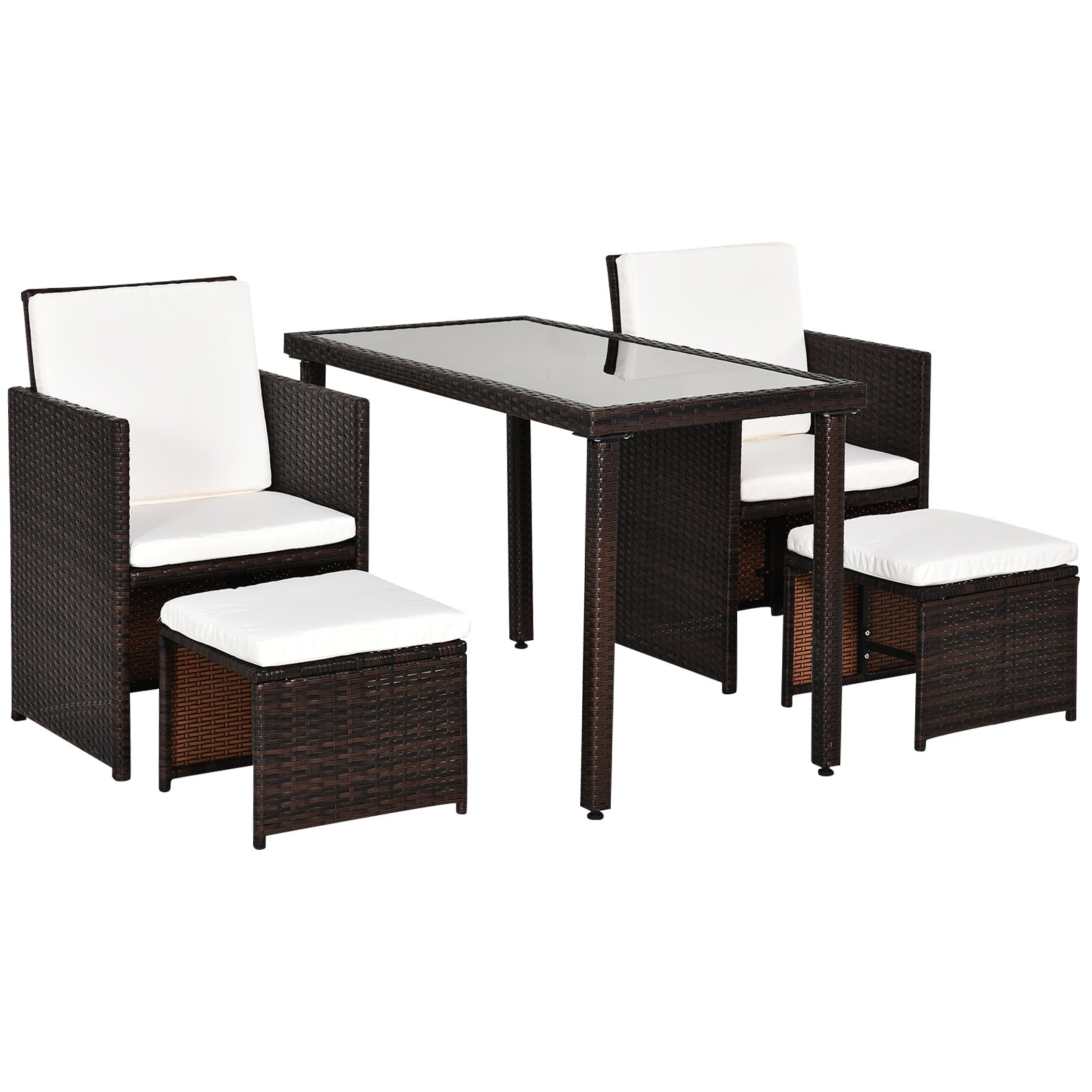 Rattan Garden Furniture Sofa Set W/ Table Chair Footrest | Brown