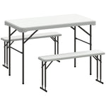 3 Piece Folding Picnic Table And Bench Set W/ Handle