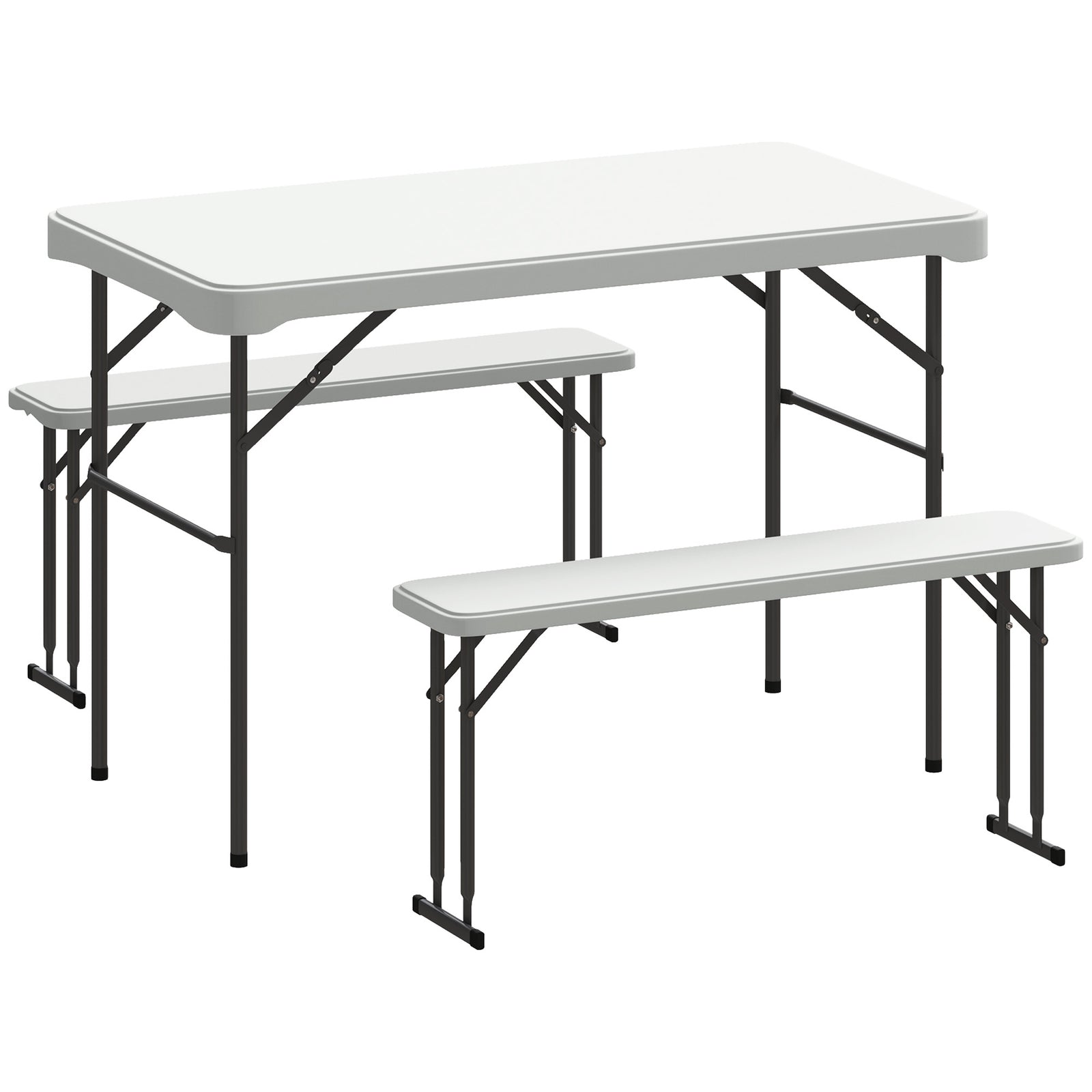 3 Piece Folding Picnic Table And Bench Set W/ Handle