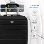 45x36x20cm Lightweight Underseat Cabin Carry On Suitcase - 100+ Airline Approved - Hard Shell Luggage - 4 Wheels | 45 x 36 x 20cm | Black & Silver
