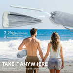 1.8 M Beach Umbrella Parasol With Sand Anchor, 30 Tilt | Grey