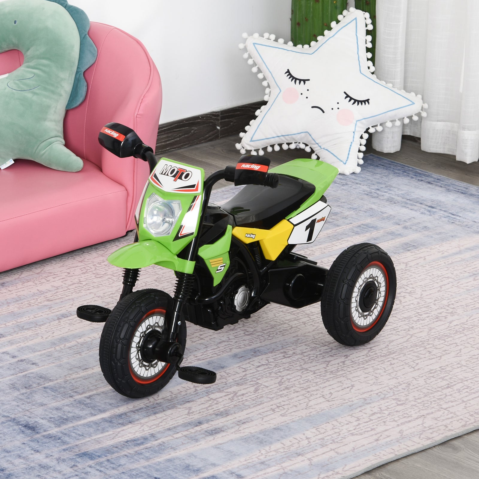 Toddler Pedal Tricycle Ride-on Learning Music Lights 18-36 Months | Green