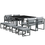 Outsunny 9pcs Patio Dining Sets 4 Chairs 4 Ottoman Cushioned