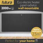 Electric Panel Heater Eco Radiator Grey Wall Mounted & Freestanding Thermostat Control & Setback Timer Lot 20 | 2000w | Grey