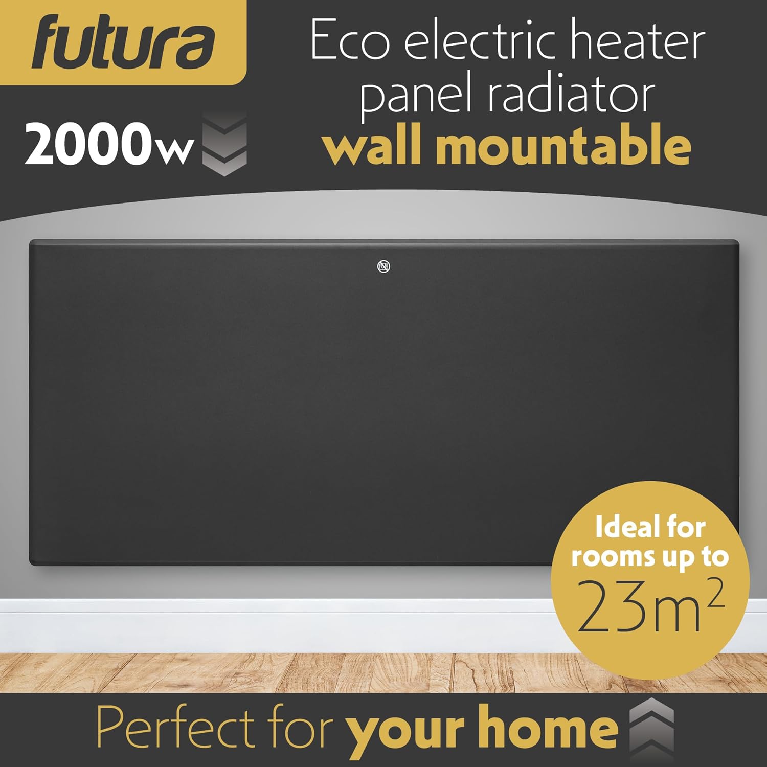 Electric Panel Heater Eco Radiator Grey Wall Mounted & Freestanding Thermostat Control & Setback Timer Lot 20 | 2000w | Grey