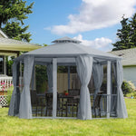 Gazebo Canopy 2 Tier Patio Shelter Steel For Garden | Gray