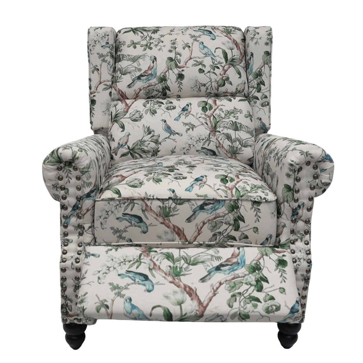 Breeins Retro Linen Upholstered Recliner Armchair with Adjustable Backrest & Footrest