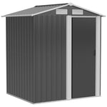 Outdoor Metal Storage Shed With Sliding Door Sloped Roof | Gray