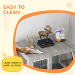 Dog Crate Table W/ Cushion, Double Door - Grey