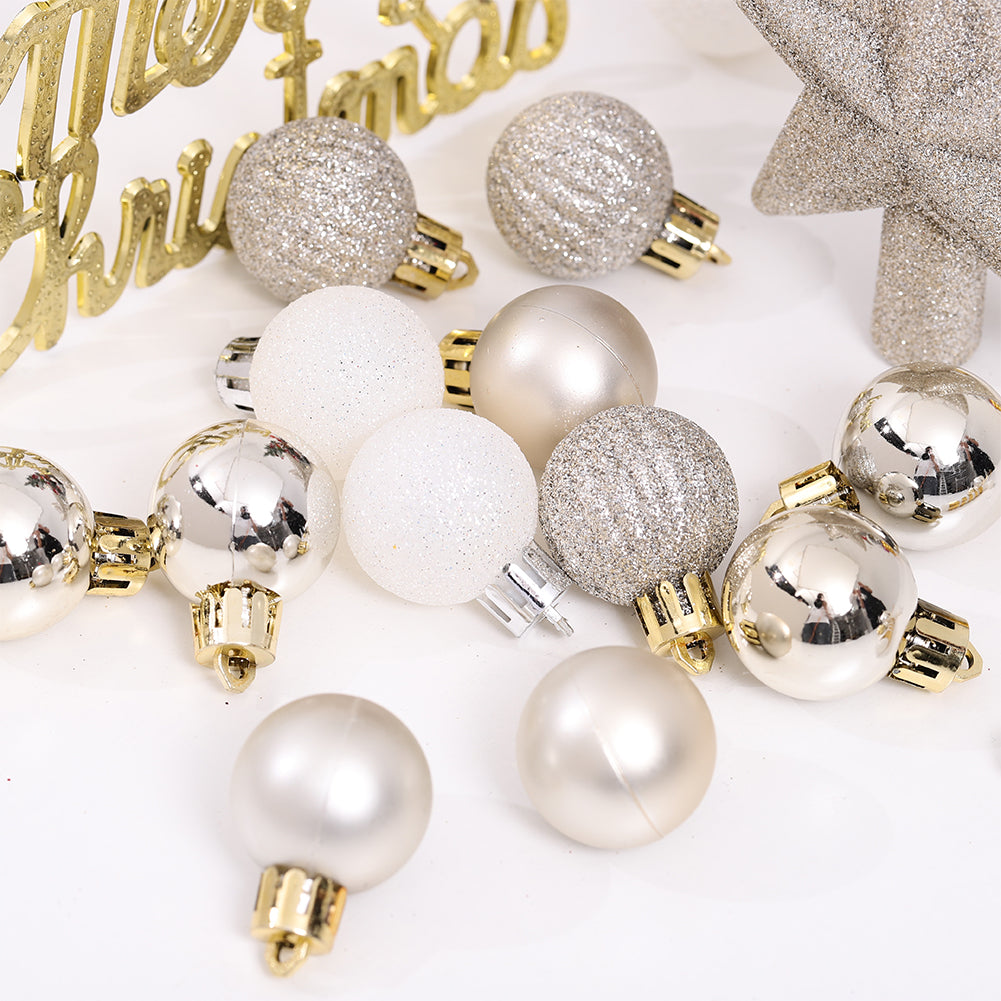30 Pieces Shatterproof Christmas Tree Ornament Set Xmas Bauble And Snowflake Tree Topper