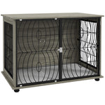 Dog Crate Table W/ Lockable Door, Plush Cushion