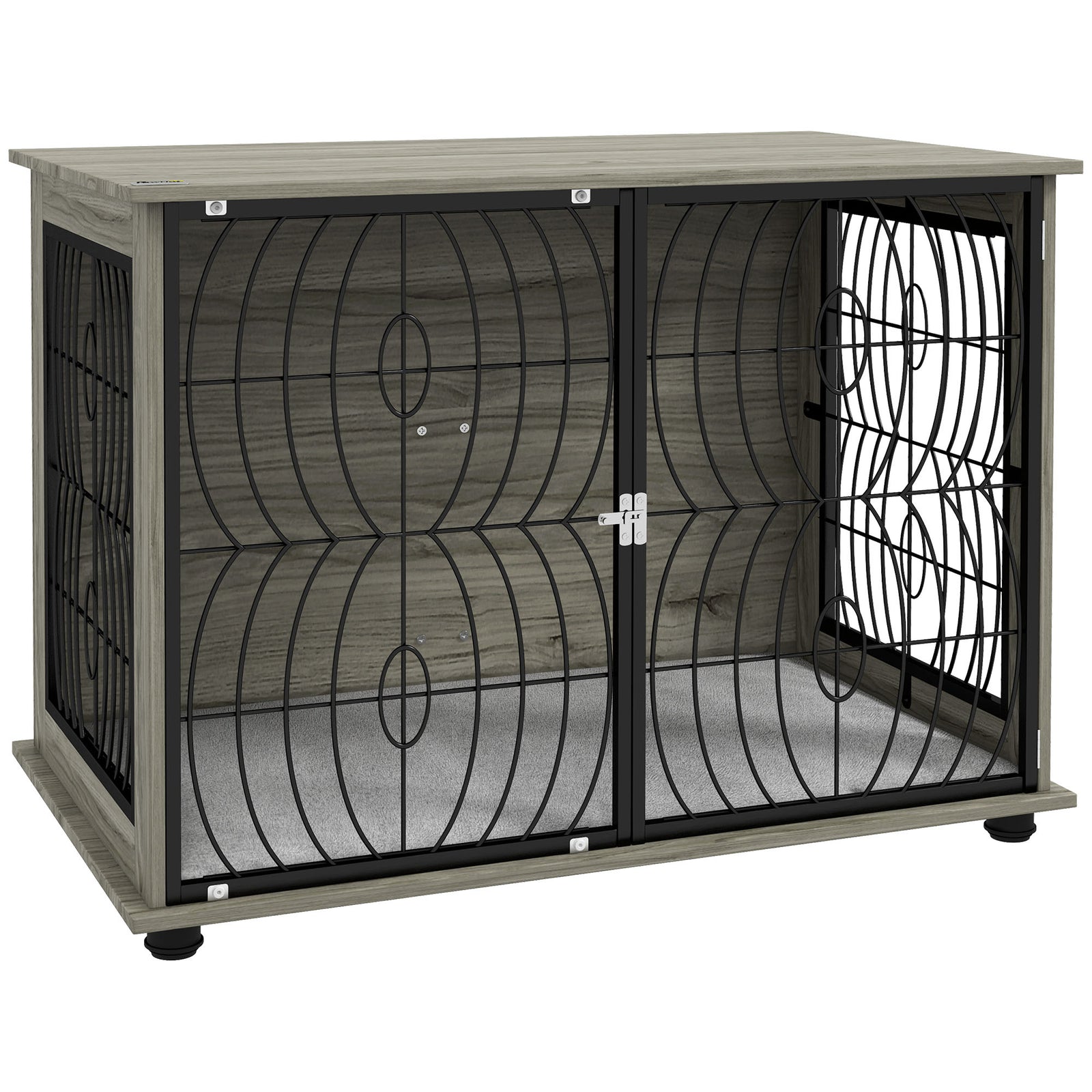 Dog Crate Table W/ Lockable Door, Plush Cushion
