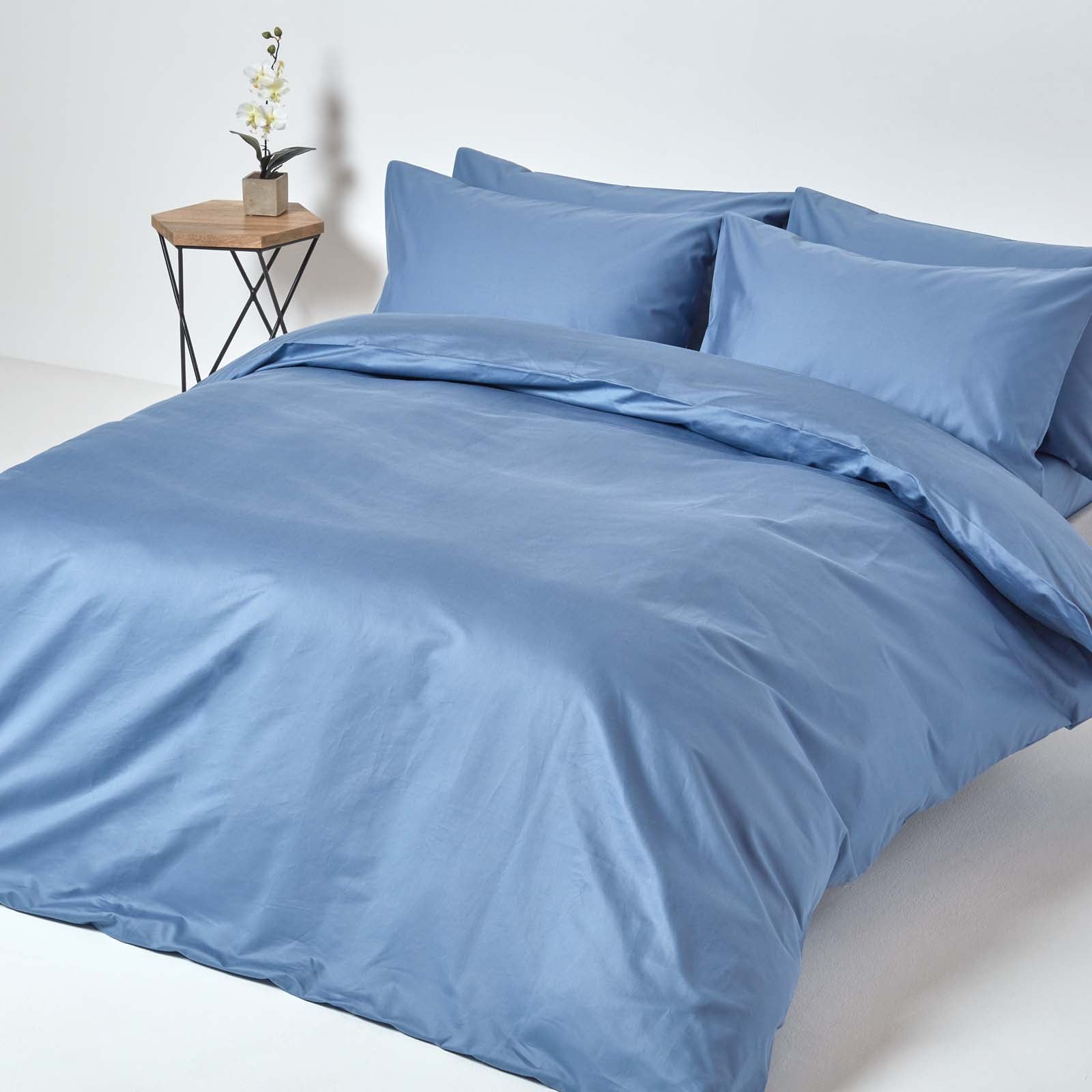 Egyptian Cotton Flat Sheet 1000 Thread Count | Super King | Airforce Blue