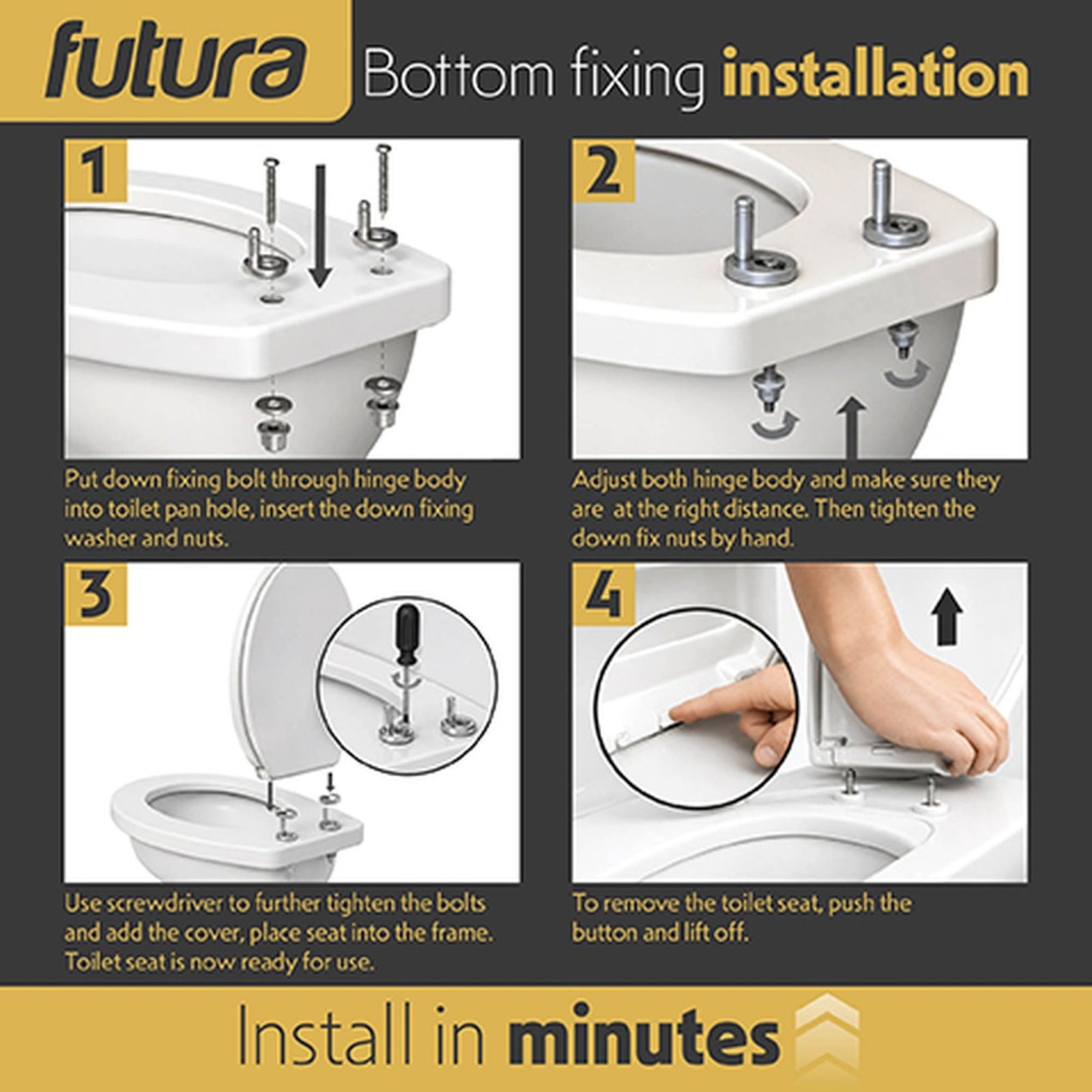 Futura Family Toilet Seat Soft Close White Oval, Bulit In Child Seat, Kids & Toddler Friendly, Quick Release, Top & Bottom Fixings
