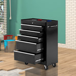 5-drawer Lockable Tool Cabinet With Wheels | Black