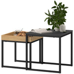 Coffee Table Set Square Nest Of Tables For Small Space | One Size | Black