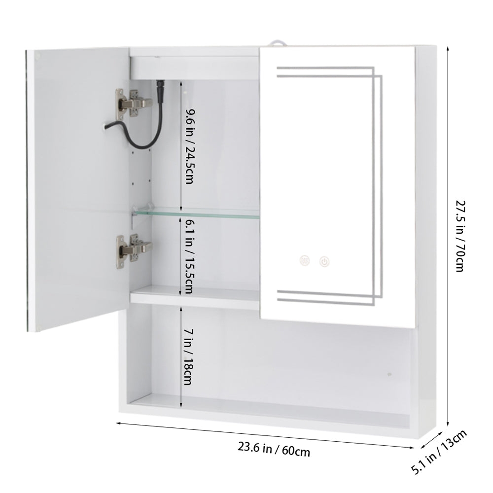 Led Bathroom Mirror Cabinet With Double-sided Mirror, Storage, Anti-fog, Touch Control, Adjustable Color Temperature