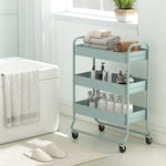 3-tier Storage Trolley, Storage Cart With Mesh Backets, Wheels | Green
