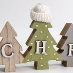 Freestanding Wooden Christmas Tree Word Decoration, 40cm