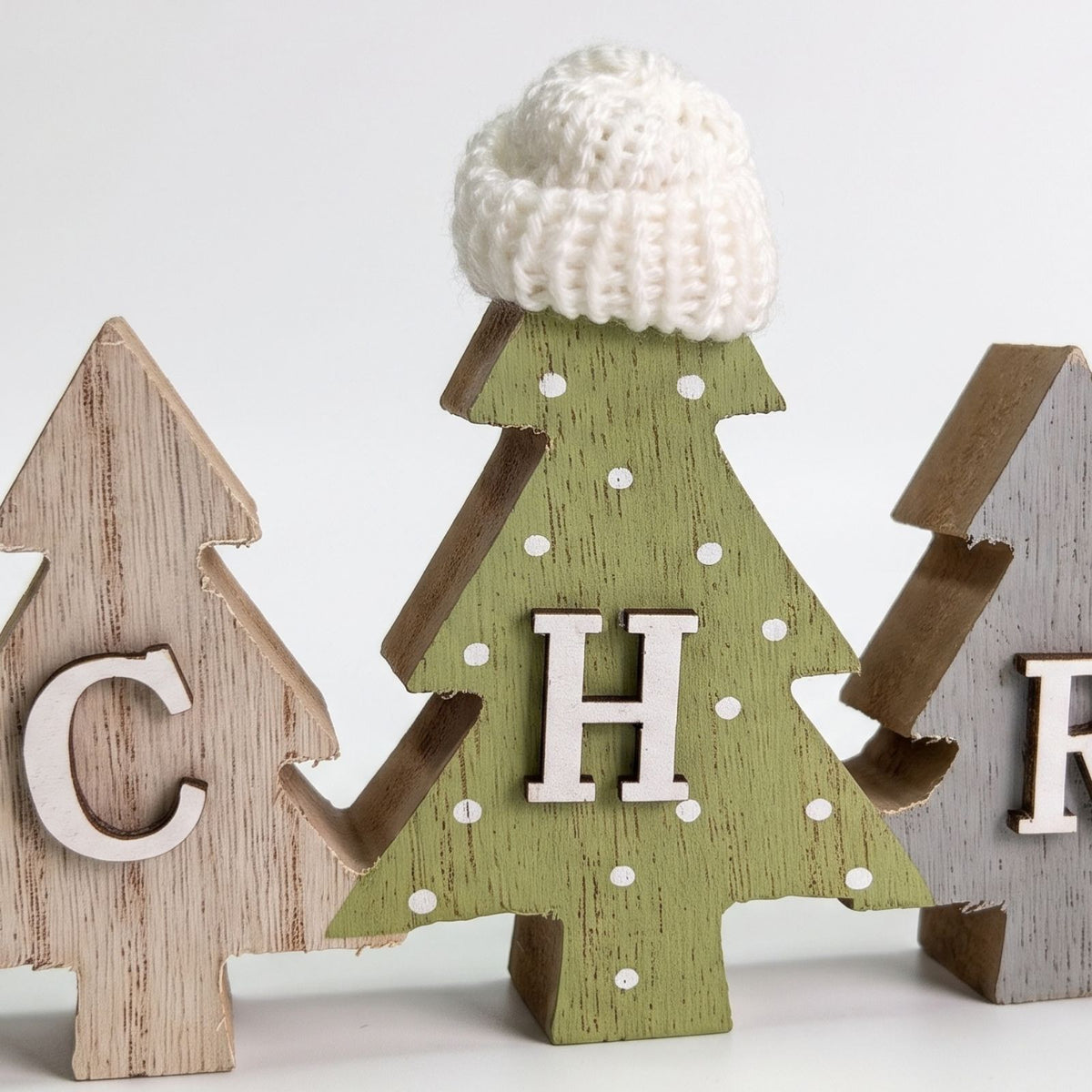 Freestanding Wooden Christmas Tree Word Decoration, 40cm