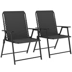 Folding Garden Chairs, Outdoor Chairs Set | Set of 2 | Black