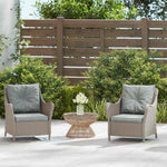 2 Pieces Rattan Garden Chairs, Cushioned Rattan Chairs | Light Grey