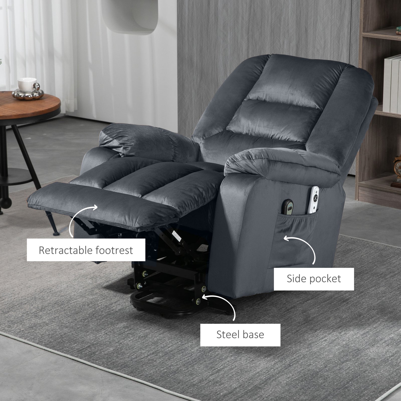 Lift Chair W/ Vibration Massage Heat Assembly | Gray