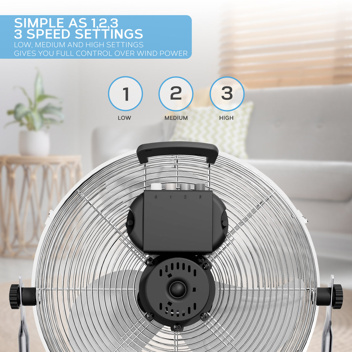 14/16/20" Circular Floor Fan - Powerful Air Cooling Fan With 3 Speed Settings | 16" | Silver