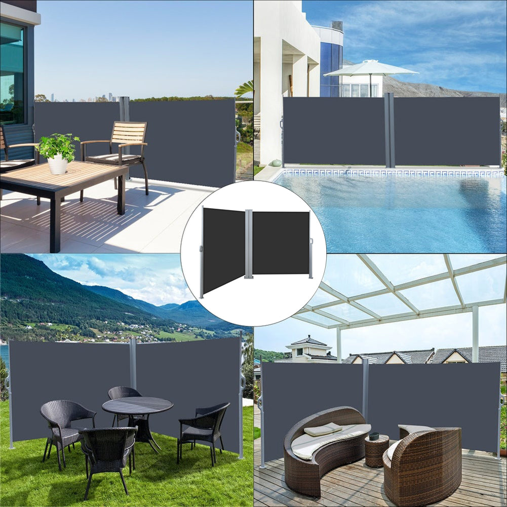 Outdoor Retractable Privacy Side Awning | Medium | Gray