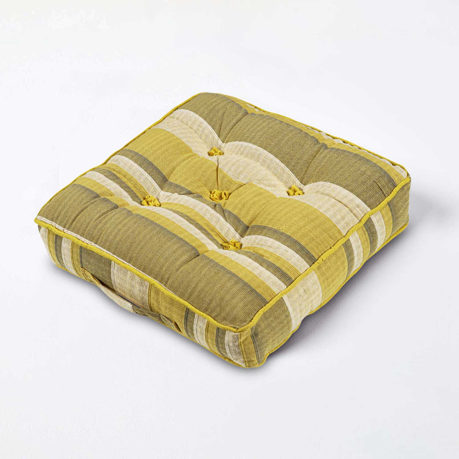 Morocco Striped Cotton Floor Cushion | 40cm x 40cm | Yellow