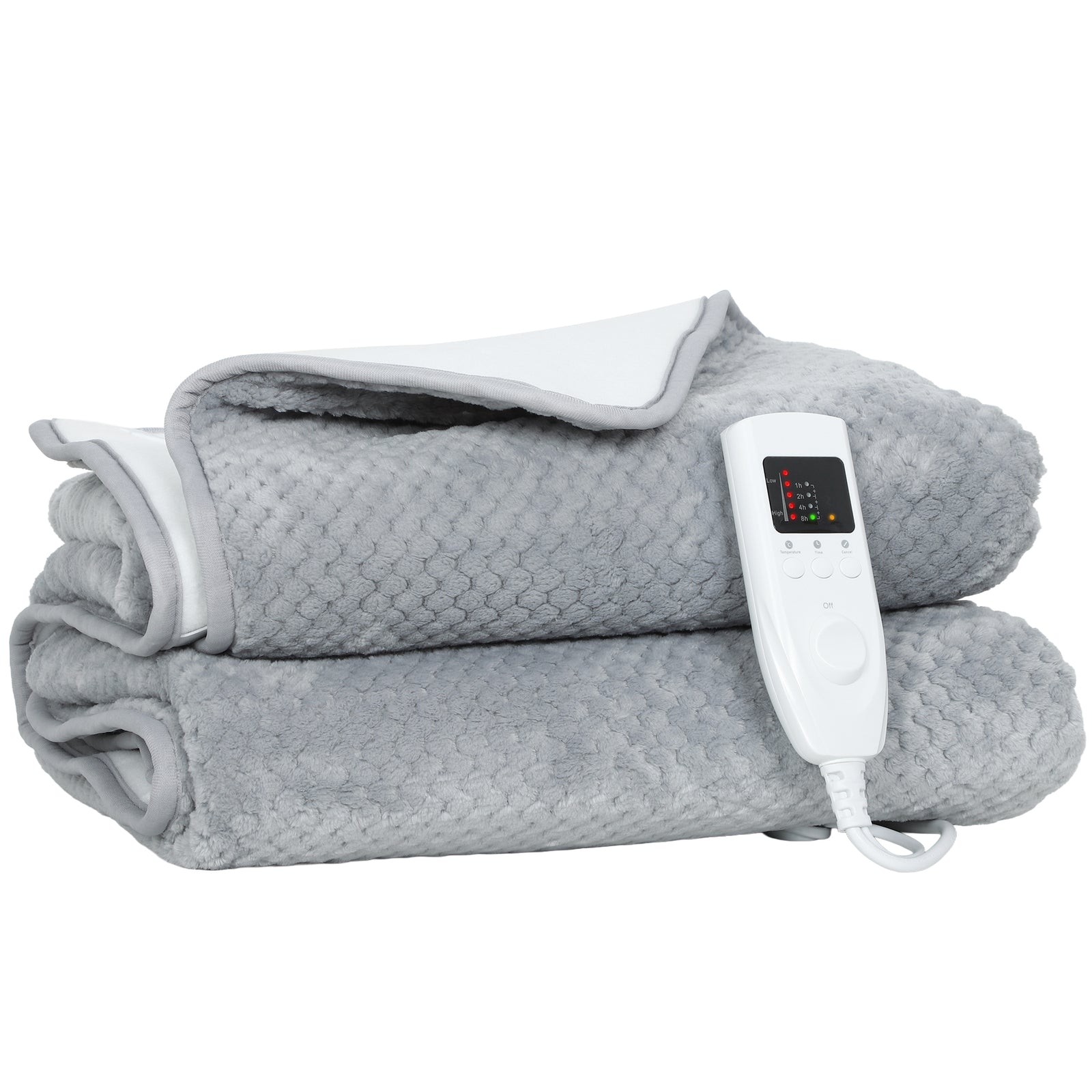 Heated Throw With Ultra Soft Velvet, Electric Blanket, Grey