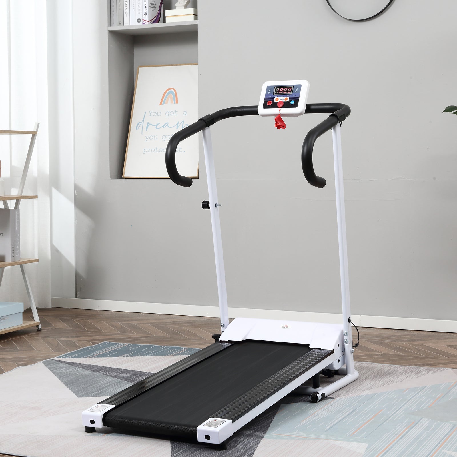 1-10km/h Folding Treadmill Home Running Fitness Machine | White