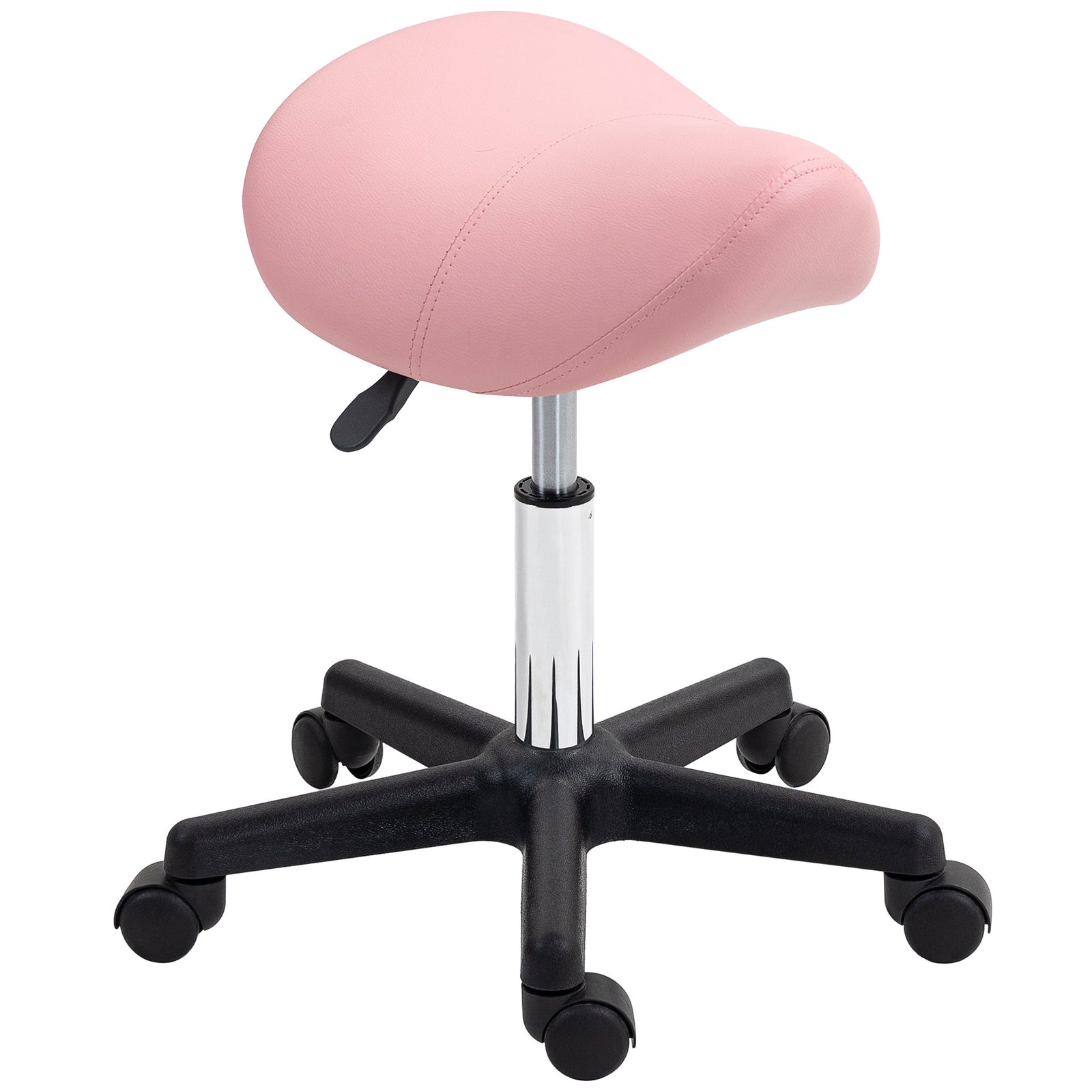 Saddle Stool Adjustable Rolling Salon Chair For Massage Spa | One Size | Pink