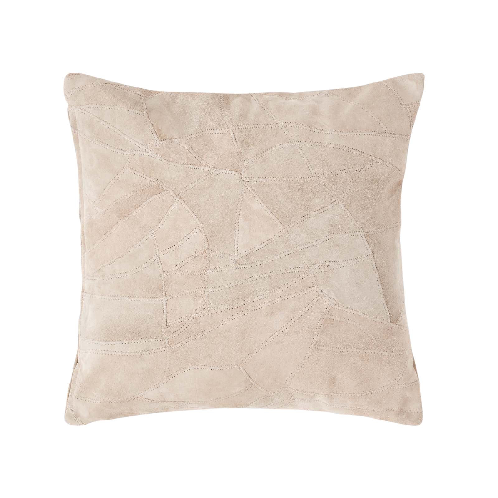 Real Leather Suede Cushion With Feather Filling | 45cm x 45cm | Cream