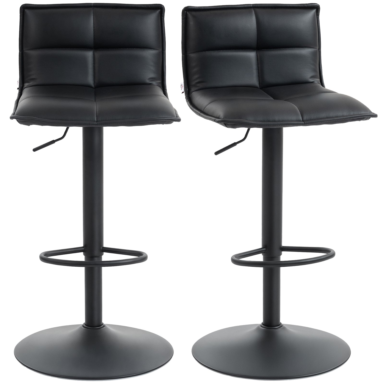 Bar Stools Set Of 2 Swivel Height Adjustable Barstools | Black