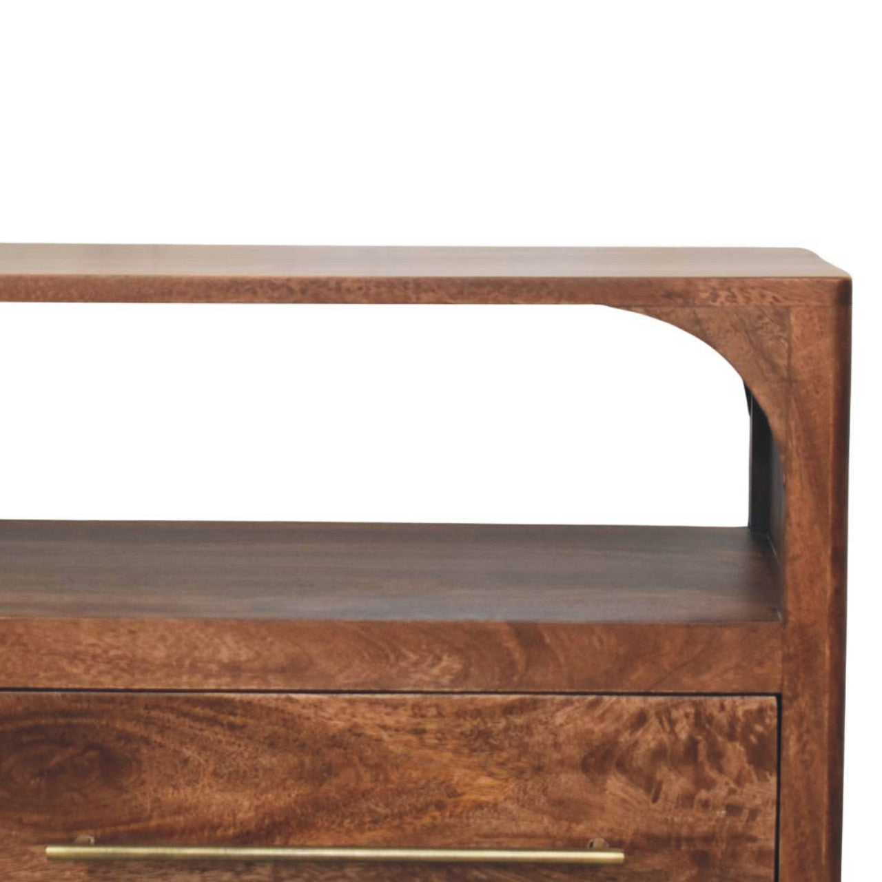 Arc-line Media Console,2 Drawers, 1 Open Shelf, Brown