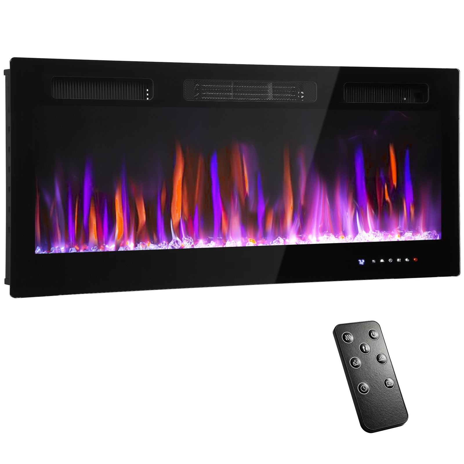 42" Wall Electric Fireplace, Slim Electric Fire, 1800w, Black