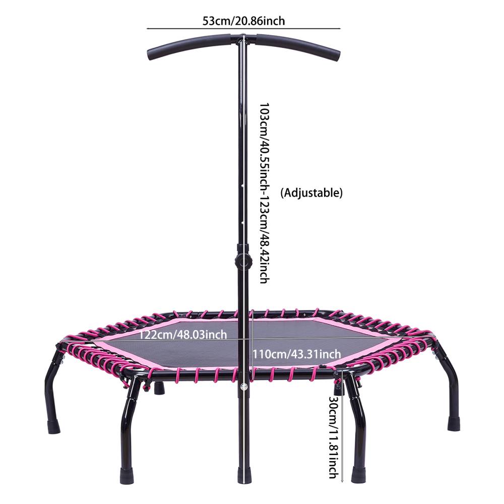 48in Bungee Cords Hexagonal Trampoline With Adjustable T-bar Handle