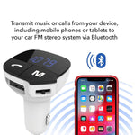 Bluetooth Car Adapter Fm Transmitter Hands-free Calling Car Kit, White