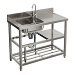 100cm W X 50cm D X 89.5cm H Bathroomdeco Stainless Steel One Compartment Sink With Shelves