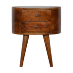 Solid Wood Chestnut Rounded Bedside Table