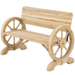 Outsunny Wooden Garden Bench Outdoor Loveseat With High Back, Natural Wood