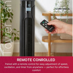 Tower Fan With Remote Control, 3 Speeds + Night Mode, Timer
