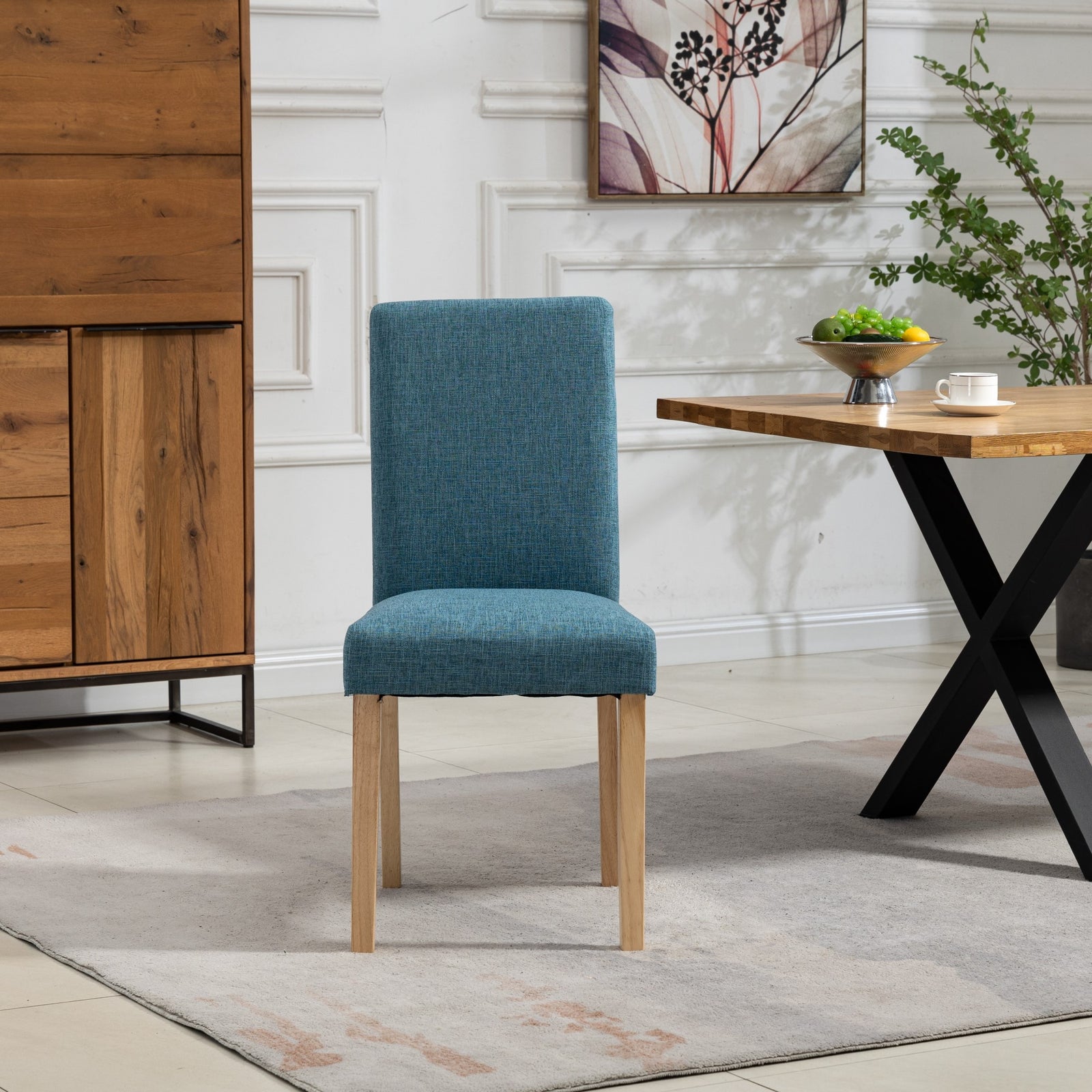 Set Of 2 Maiolo Fabric Dining Chairs | Teal