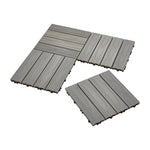 11pcs Interlocking Wpc Deck Tiles, 30x30cm Outdoor Wood-plastic Composite Patio Flooring, Slip-resistant Garden Balcony Tiles | Grey